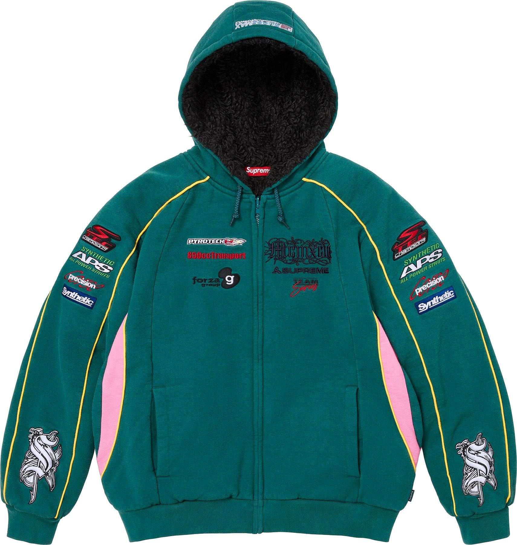 Racing Lined Zip Up Hooded Sweatshirt view 2